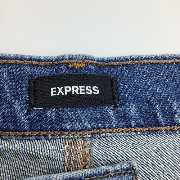 Express Womens 70s Flare Mid Rise Distressed Jeans Blue Size‎ 14R NWT - Picture 8 of 11
